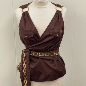 JC de Castelbajac Paris 2000s brown wrap top